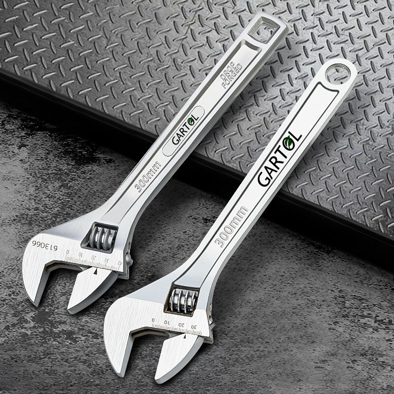 GARTOL Adjustable Wrench, 11.8-inch Heavy Duty Spanner with Metric Scale, Premium Cr-V Steel, Chrome Plated